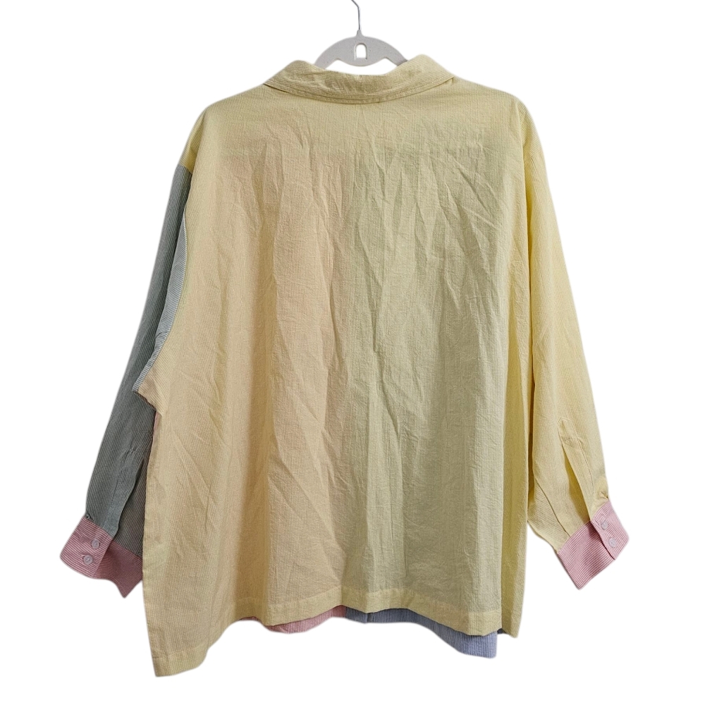 Mable Top Womens‎ Medium Large M/L Pastel Striped Button-Up Relaxed Fit Shirt - Picture 2 of 10